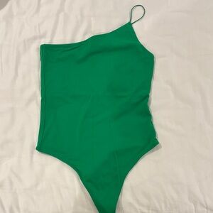 Aritzia Babaton Green One-shoulder Bodysuit